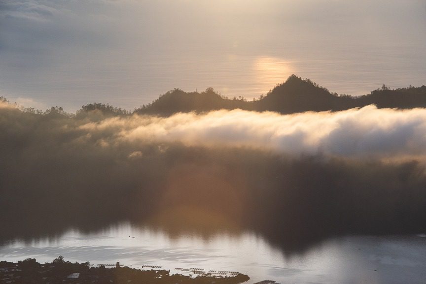 Bali Indonesia Sunrise View from Mt. Batur active volcano