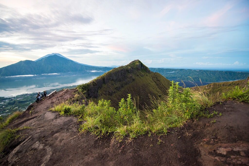 wide angle view from the top of Mt. Batur in Bali Indonesia